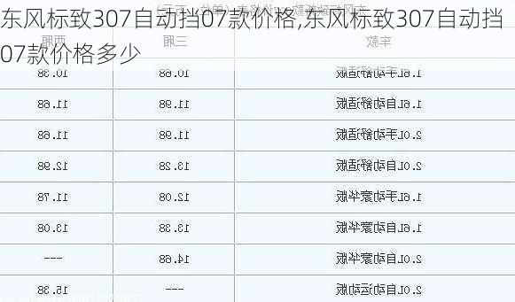 东风标致307自动挡07款价格,东风标致307自动挡07款价格多少