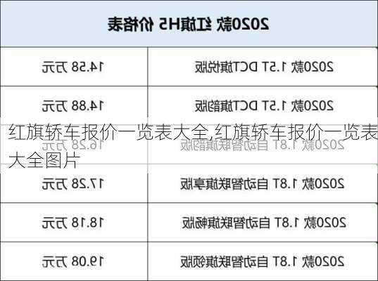 红旗轿车报价一览表大全,红旗轿车报价一览表大全图片