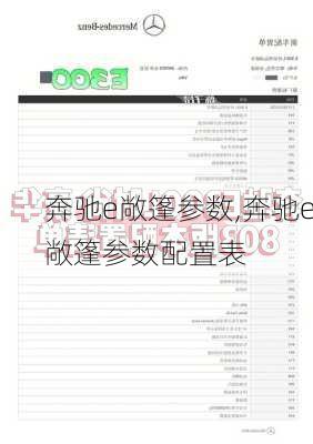 奔驰e敞篷参数,奔驰e敞篷参数配置表