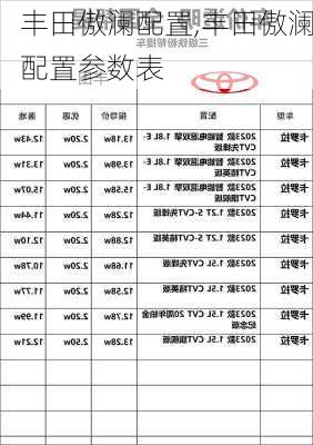 丰田傲澜配置,丰田傲澜配置参数表