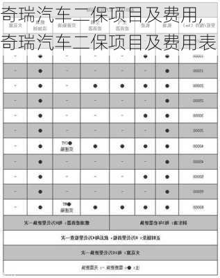 奇瑞汽车二保项目及费用,奇瑞汽车二保项目及费用表