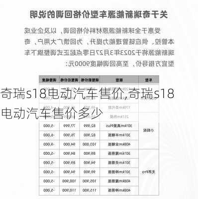 奇瑞s18电动汽车售价,奇瑞s18电动汽车售价多少