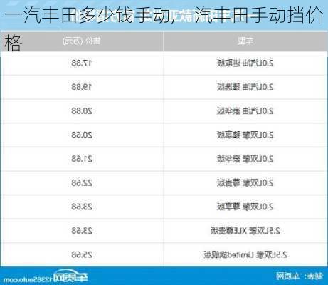 一汽丰田多少钱手动,一汽丰田手动挡价格