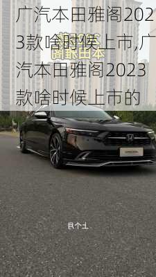 广汽本田雅阁2023款啥时候上市,广汽本田雅阁2023款啥时候上市的