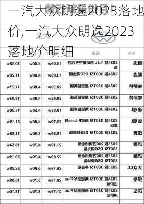 一汽大众朗逸2023落地价,一汽大众朗逸2023落地价明细