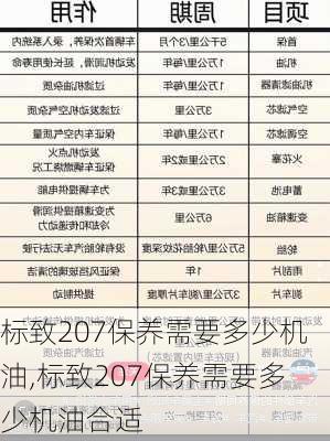 标致207保养需要多少机油,标致207保养需要多少机油合适